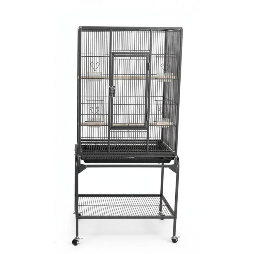 Large Black Metal Bird Cage with Stand & Storage Shelf (62×42 X138 cm ...